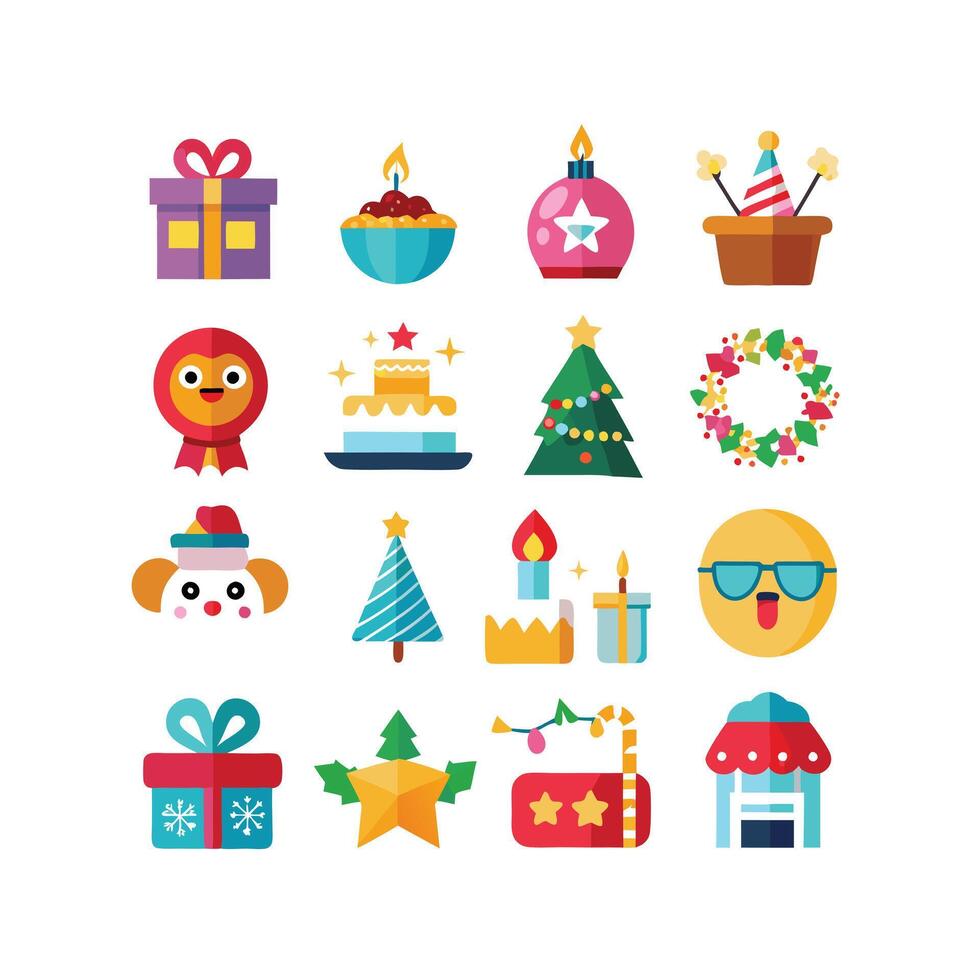 Holiday and Event Icon Set Collection Illustration vector