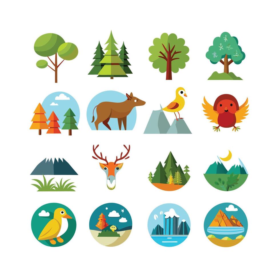 Nature Icon Set Collection Illustration vector