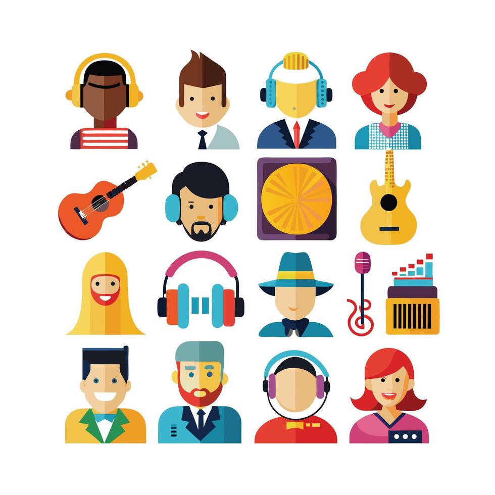 Music and Entertainment Icon Set Collection Illustration vector