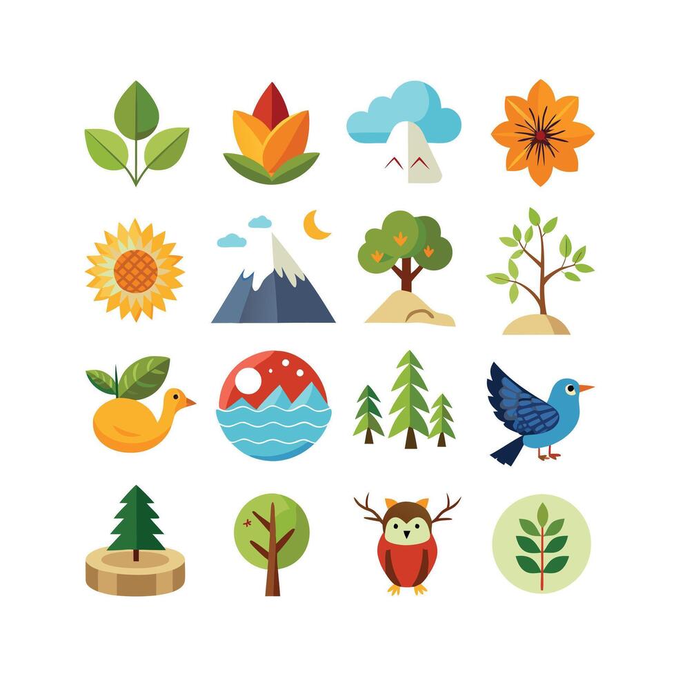 Nature Icon Set Collection Illustration vector