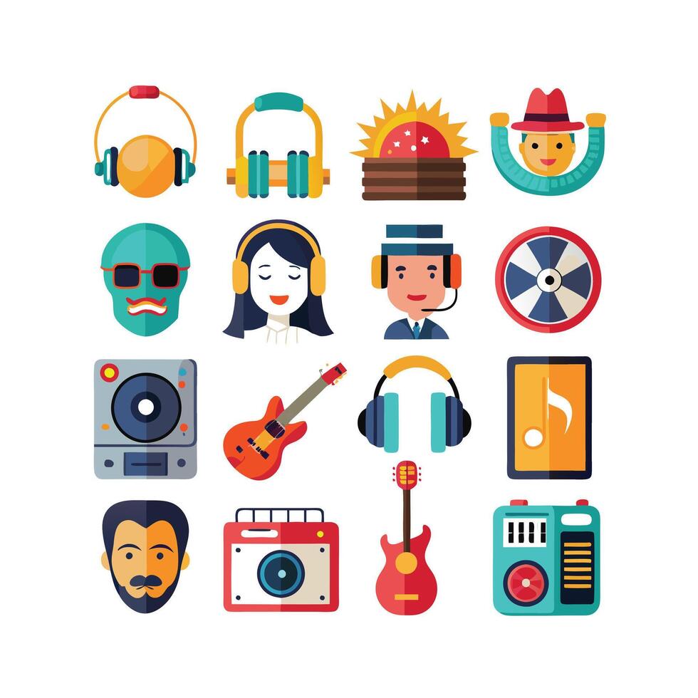 Music and Entertainment Icon Set Collection Illustration vector