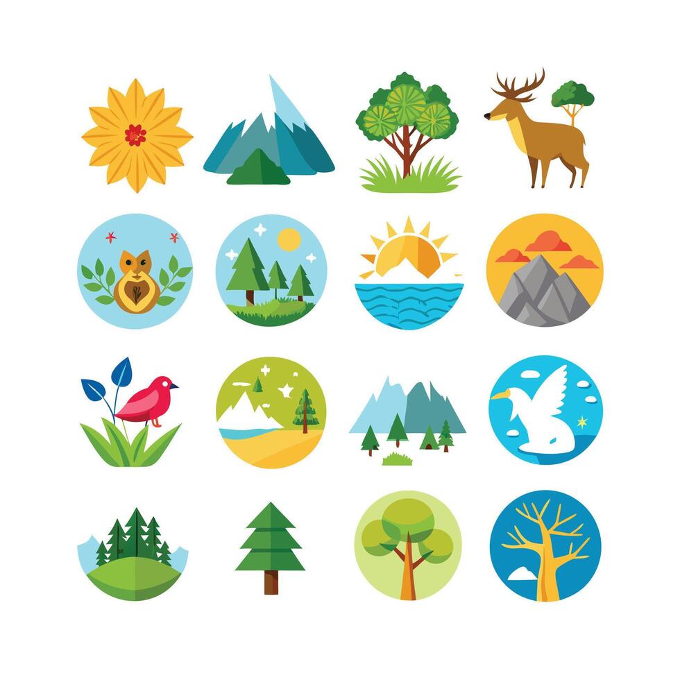 Nature Icon Set Collection Illustration vector