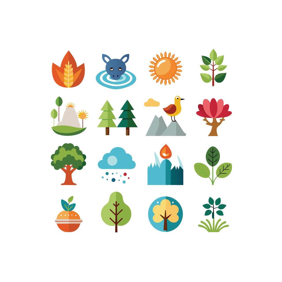 Nature Icon Set Collection Illustration vector