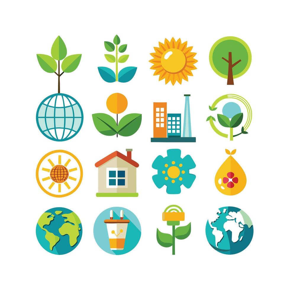 Environment and sustainability icon set illustration vector
