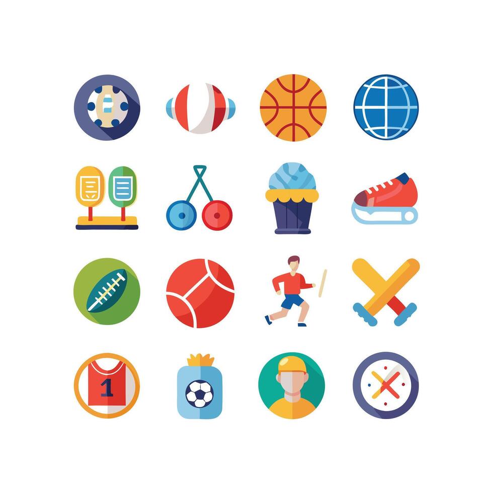 Sports and Fitness Icon Set Illustration vector