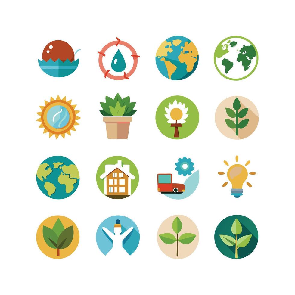 Environment and sustainability icon set illustration vector