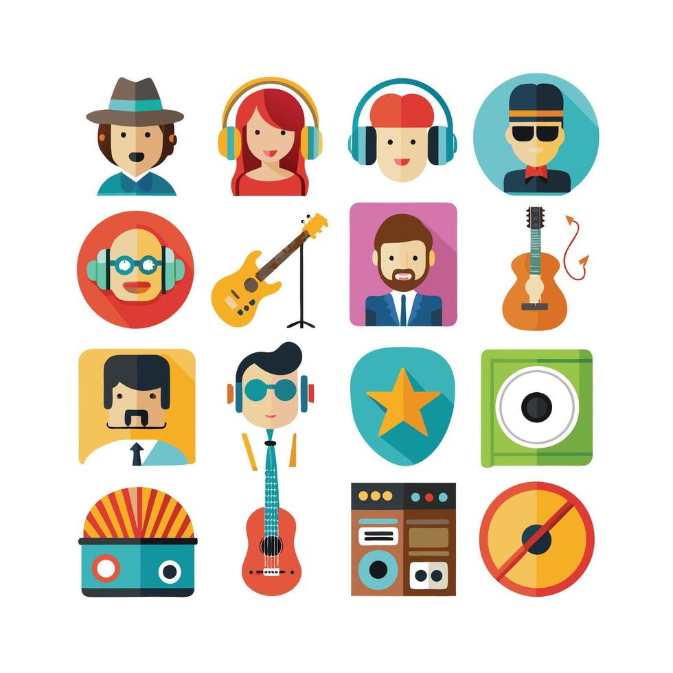 Music and Entertainment Icon Set Collection Illustration vector