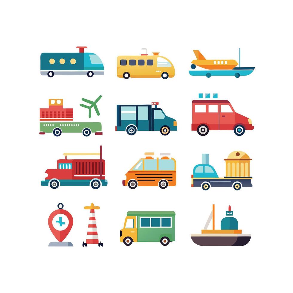 Transportation Icon Set Collection Illustration vector