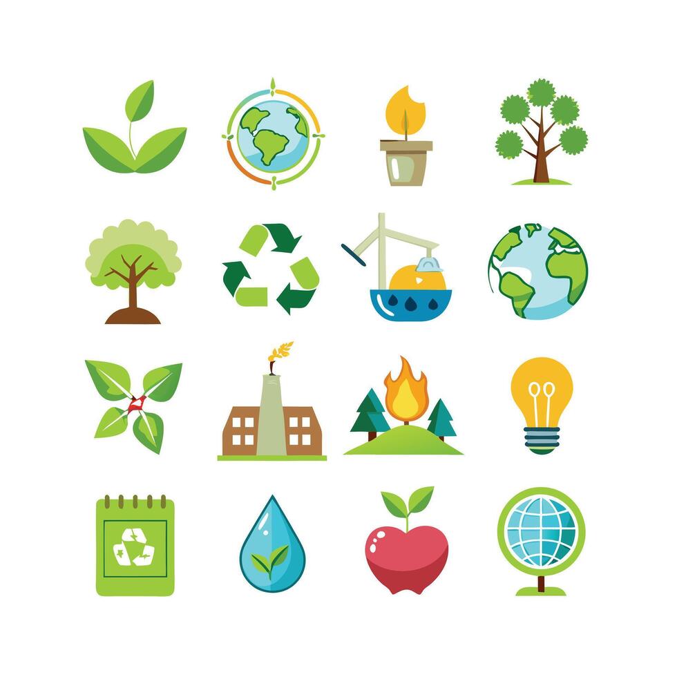 Environment and sustainability icon set illustration vector