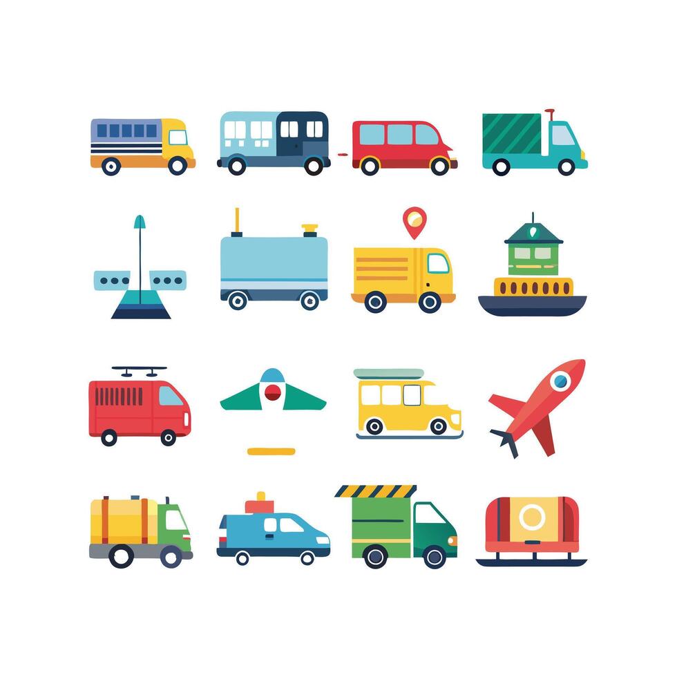 Transportation Icon Set Collection Illustration vector