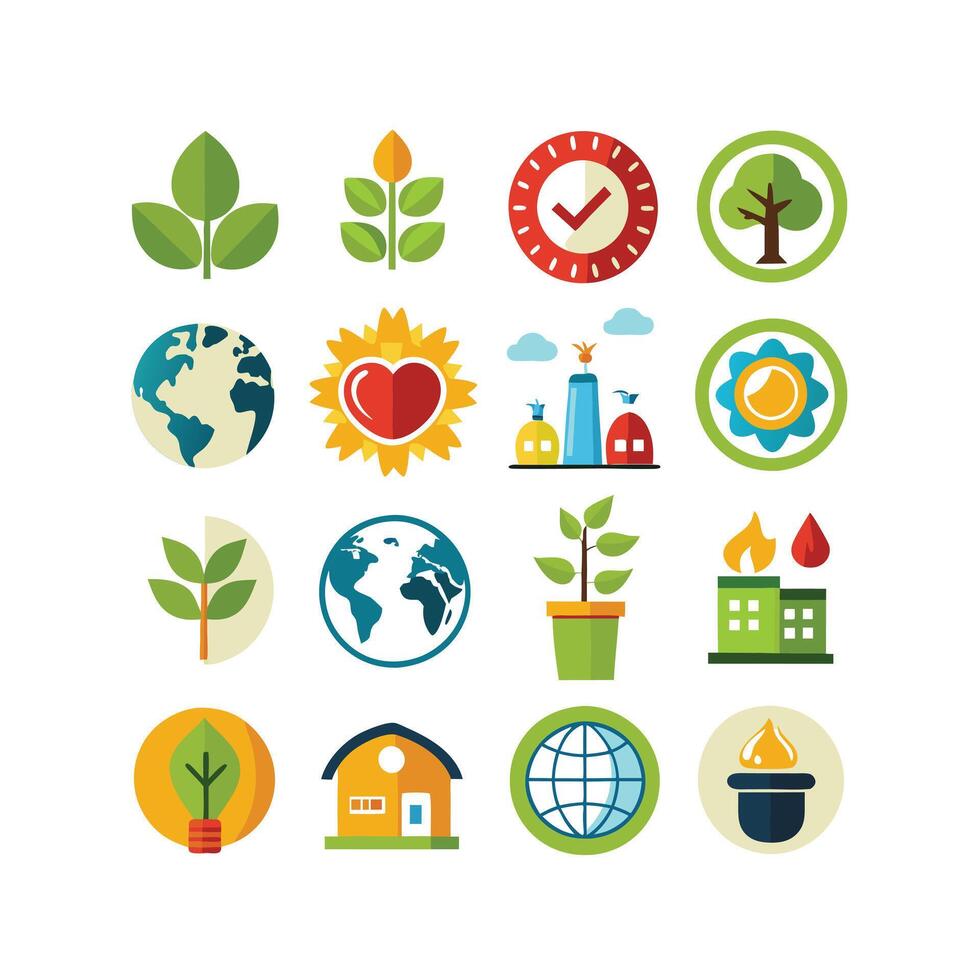 Environment and sustainability icon set illustration vector