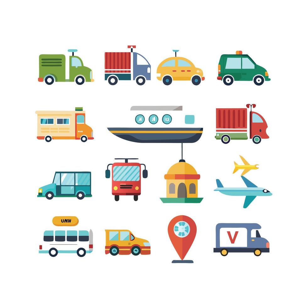Transportation Icon Set Collection Illustration vector