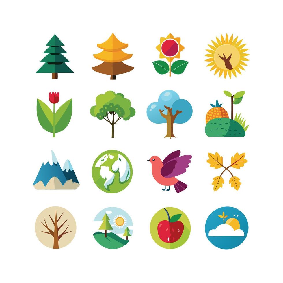 Nature Icon Set Collection Illustration vector
