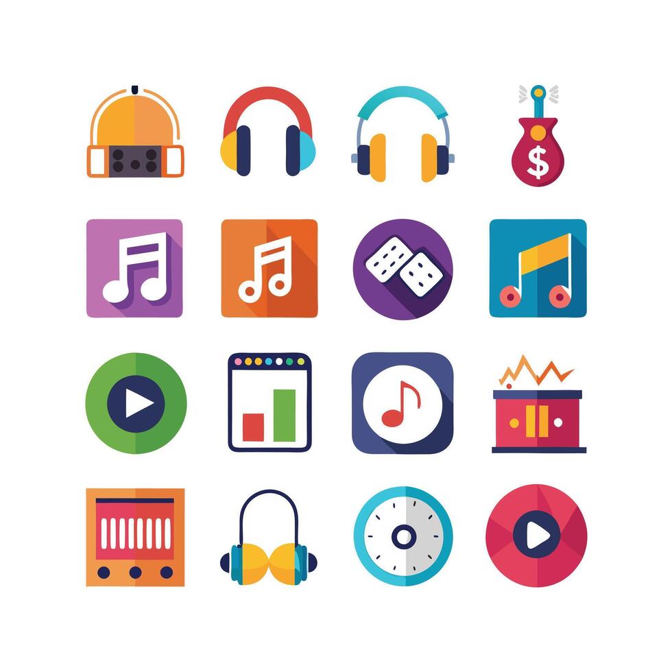 Music and Entertainment Icon Set Collection Illustration vector