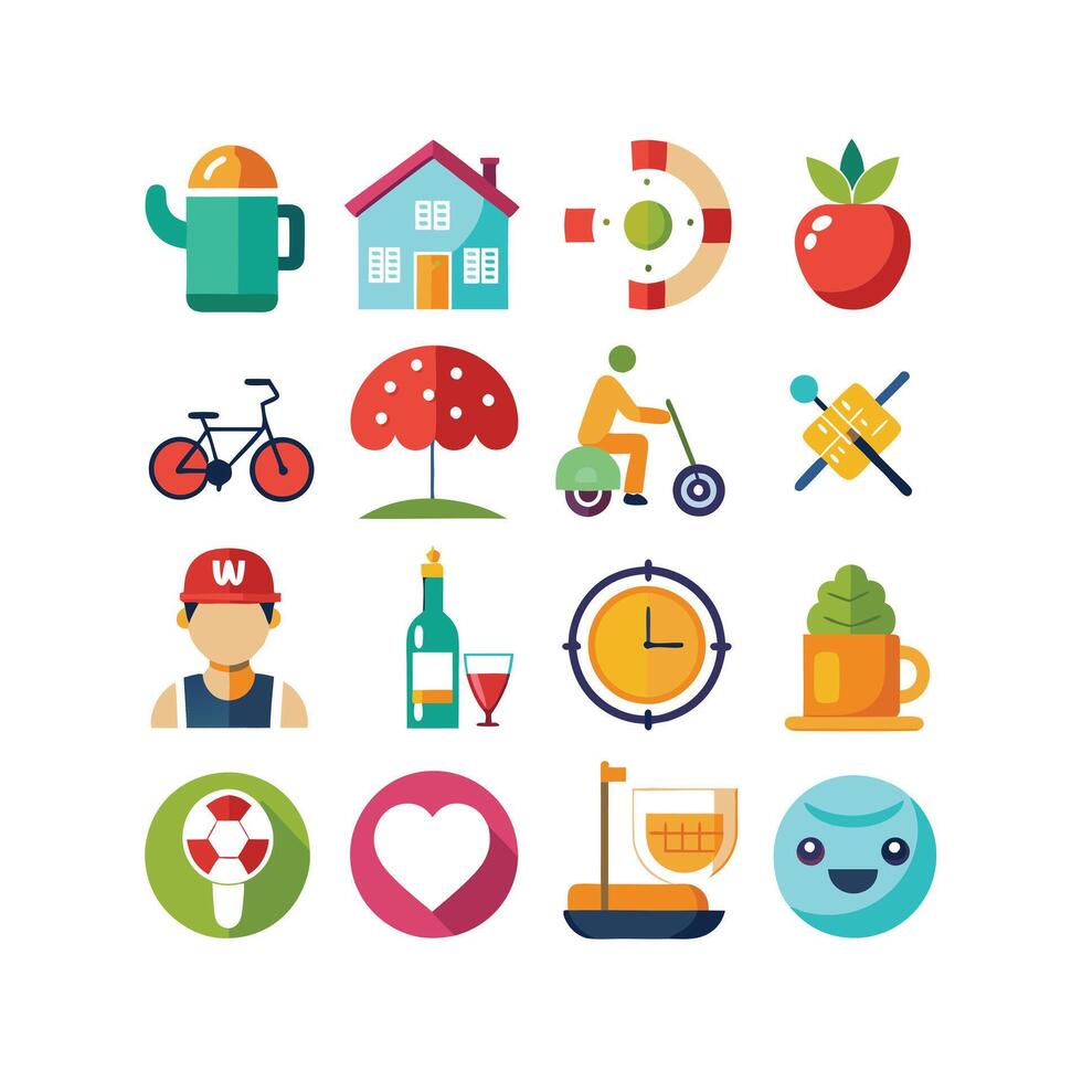 Lifestyle and Leisure Icon Set Collection Illustration vector