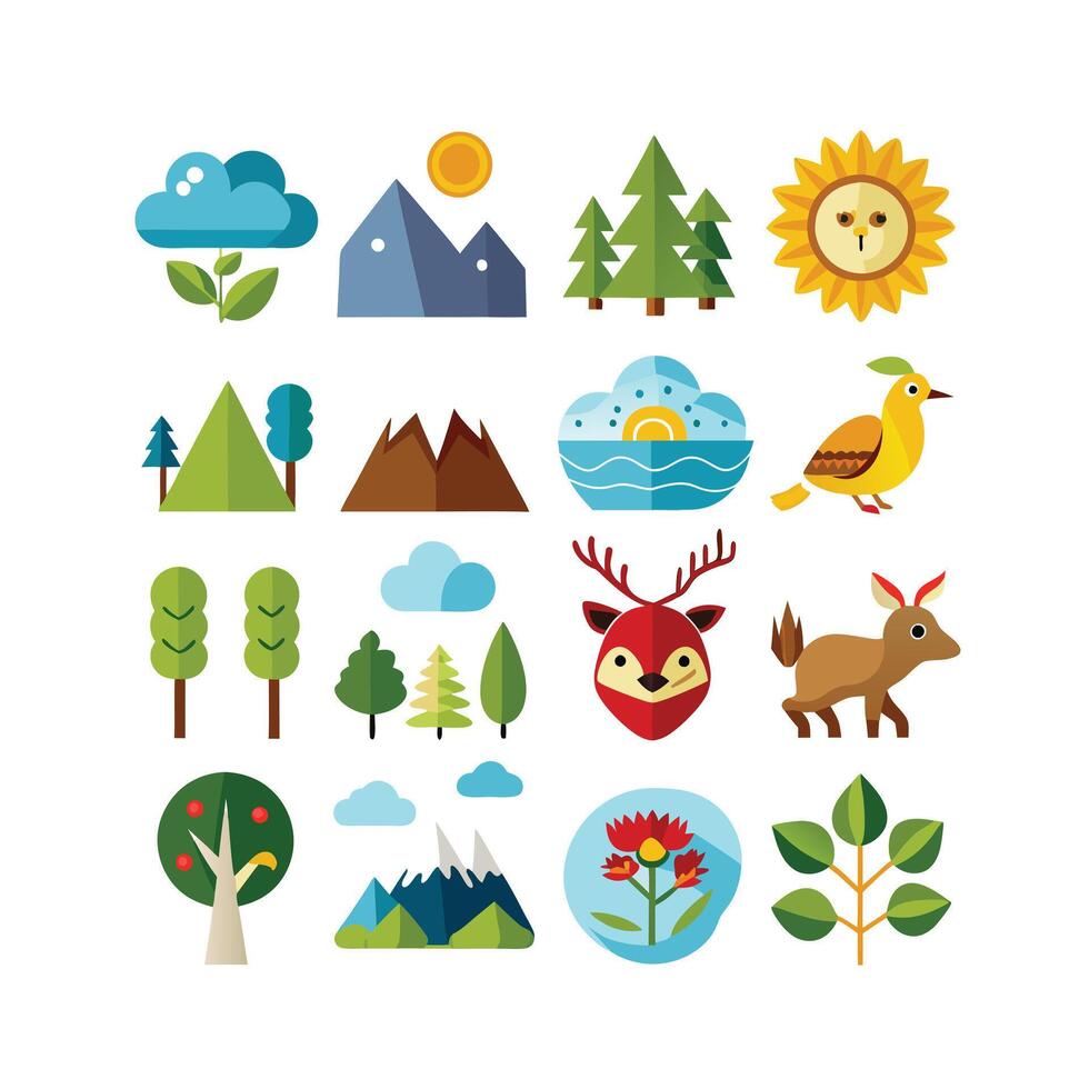 Nature Icon Set Collection Illustration vector