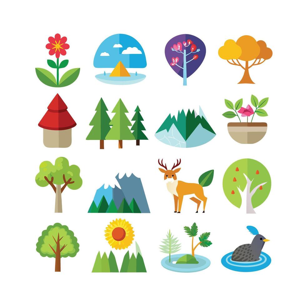 Nature Icon Set Collection Illustration vector