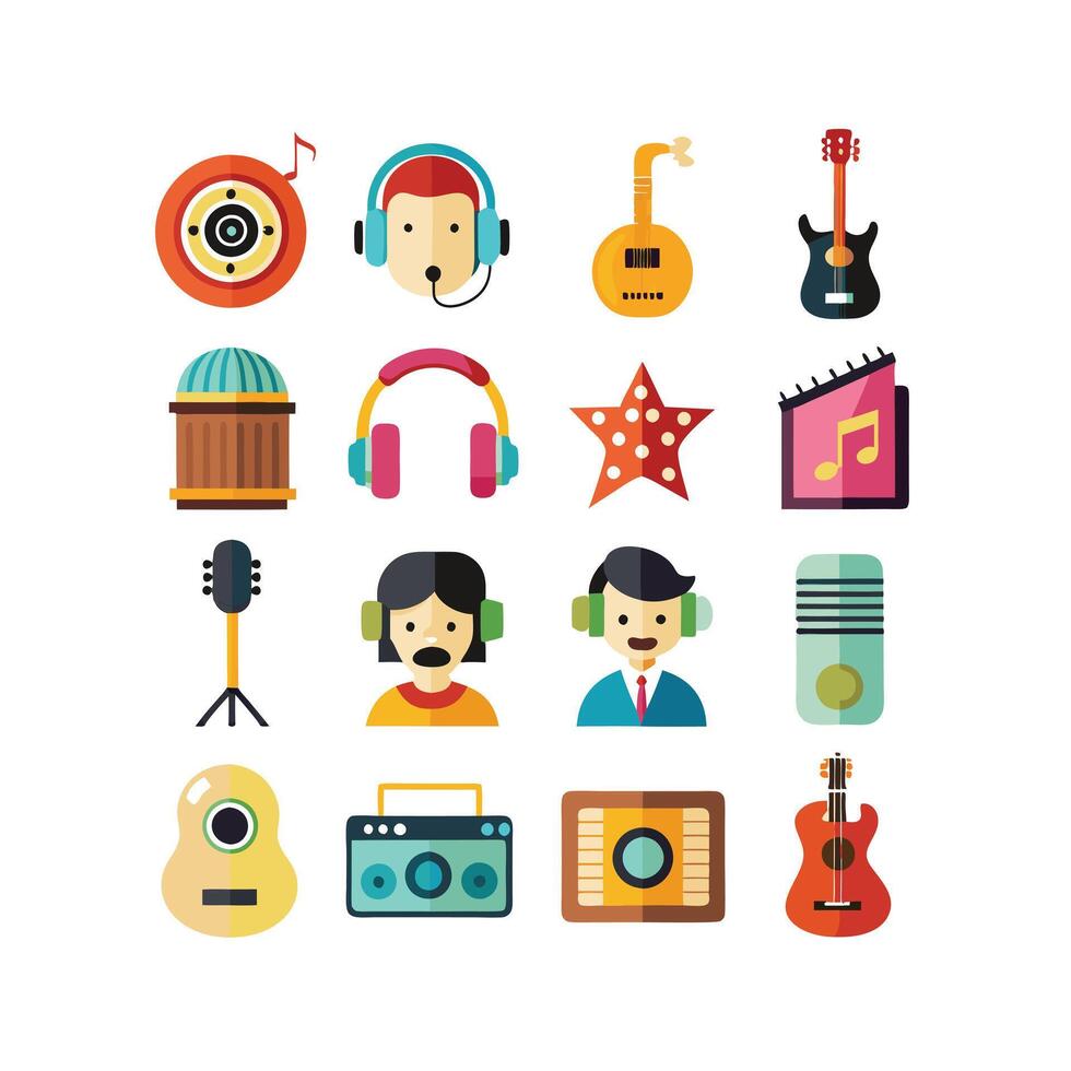 Music and Entertainment Icon Set Collection Illustration vector
