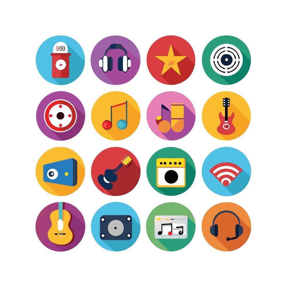 Music and Entertainment Icon Set Collection Illustration vector