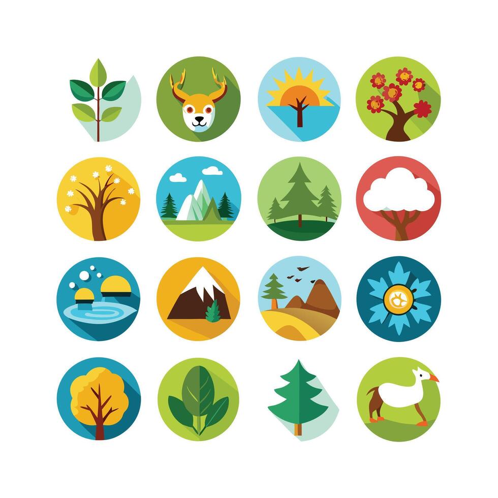 naturaleza icono conjunto colección ilustración vector