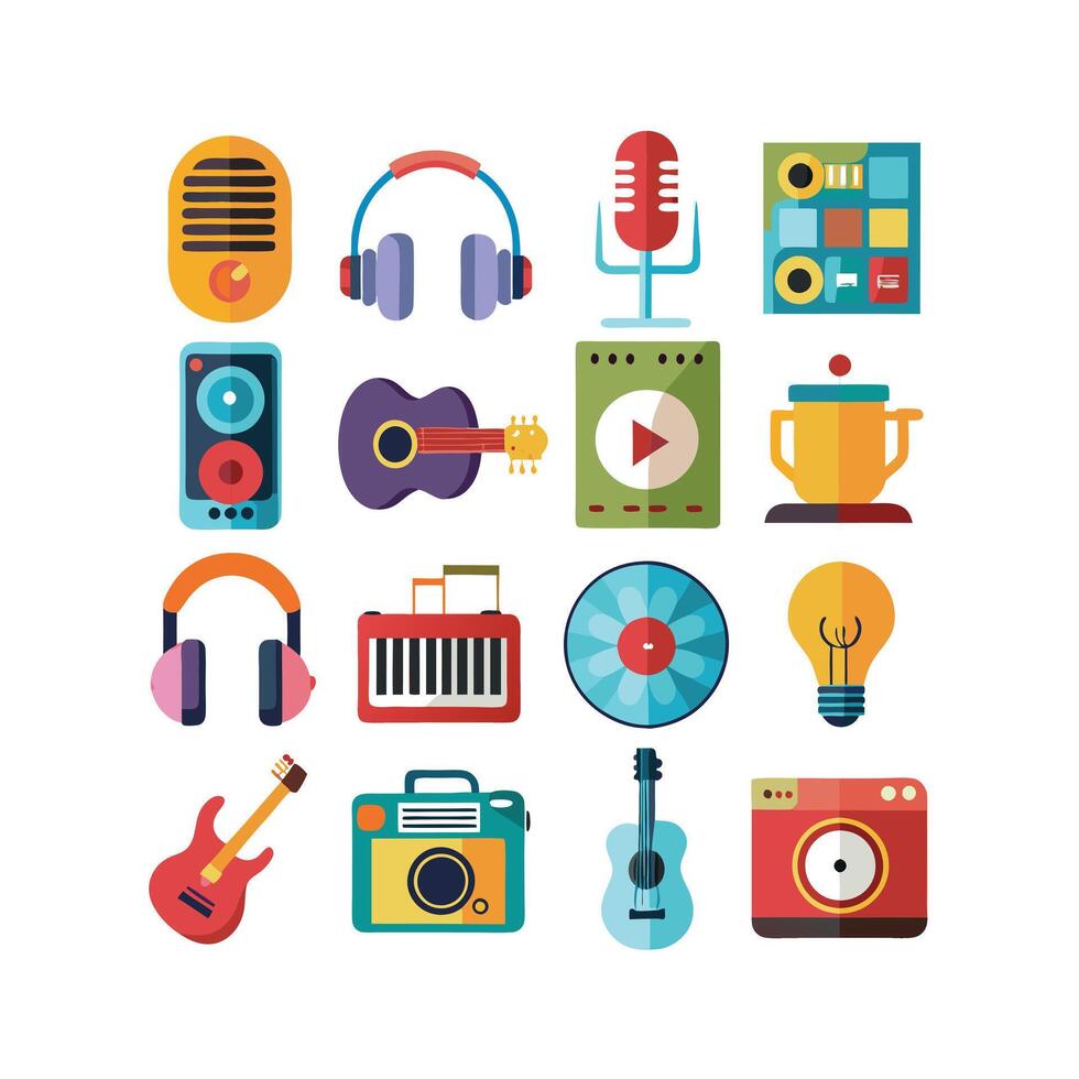 Music and Entertainment Icon Set Collection Illustration vector