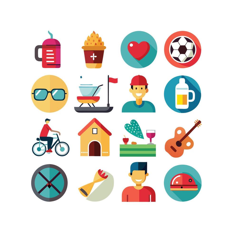 Lifestyle and Leisure Icon Set Collection Illustration vector