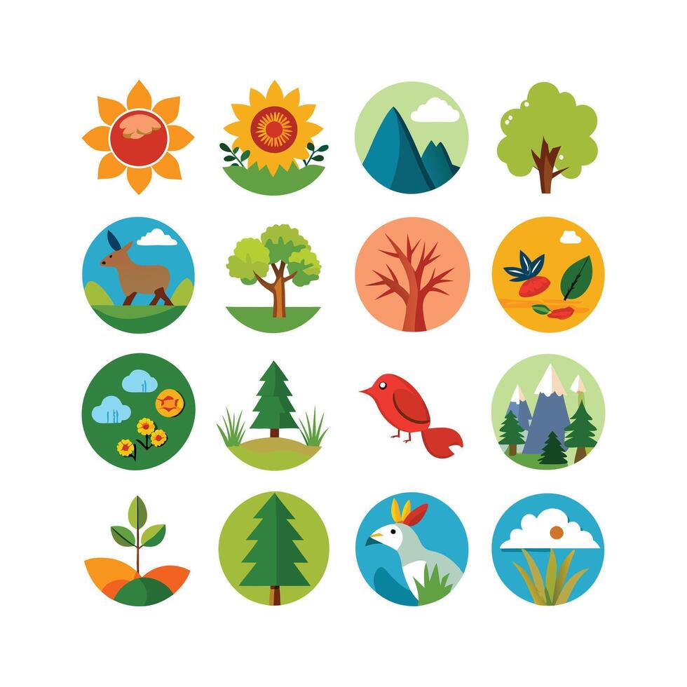 naturaleza icono conjunto colección ilustración vector