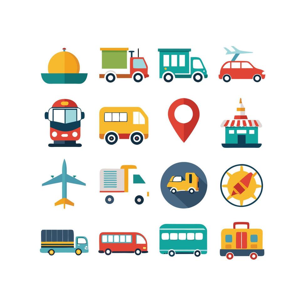 Transportation Icon Set Collection Illustration vector