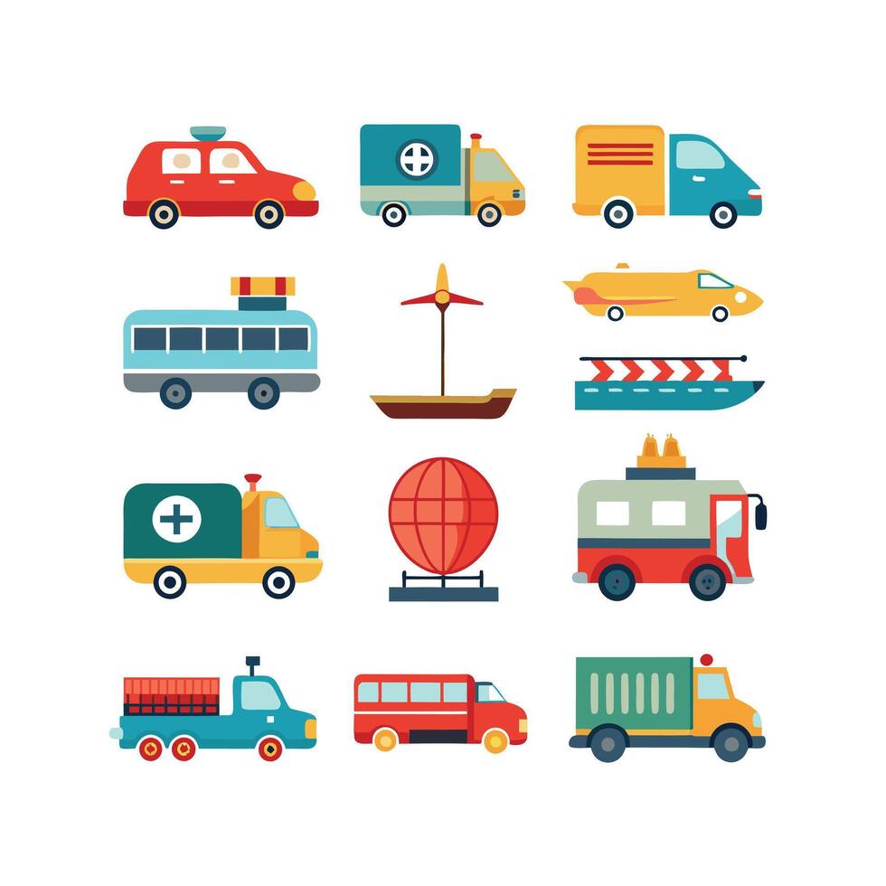 Transportation Icon Set Collection Illustration vector