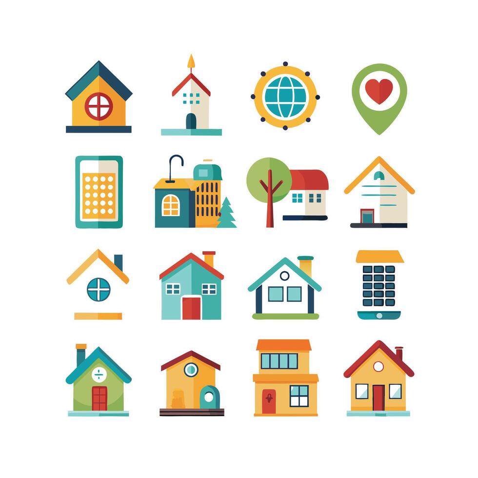 Home and Real Estate Icon Set Collection Illustration vector