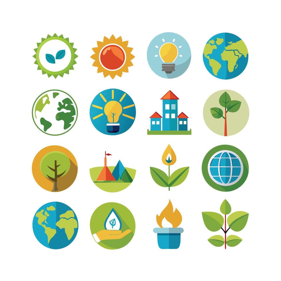 Environment and sustainability icon set illustration vector