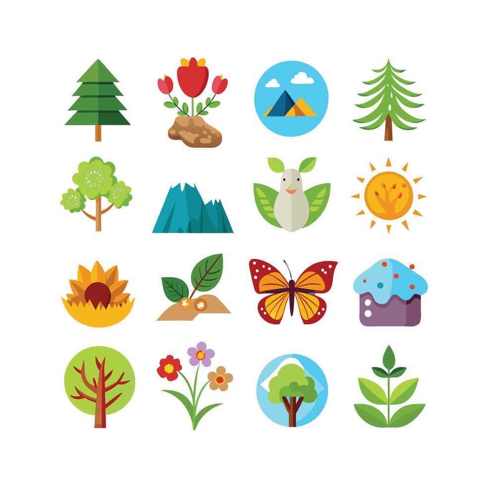 naturaleza icono conjunto colección ilustración vector