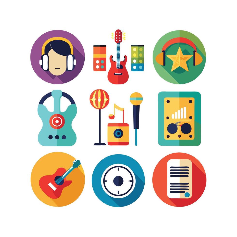 Music and Entertainment Icon Set Collection Illustration vector