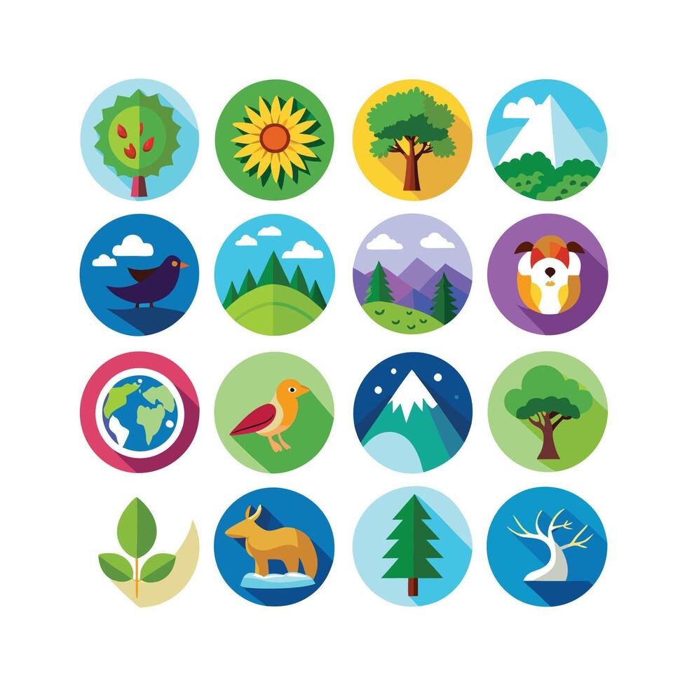 Nature Icon Set Collection Illustration vector