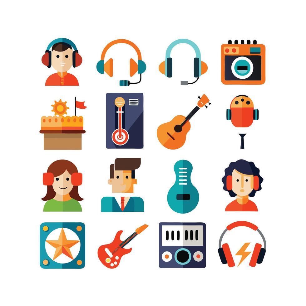 Music and Entertainment Icon Set Collection Illustration vector
