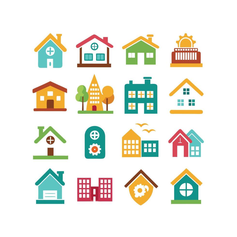 Home and Real Estate Icon Set Collection Illustration vector