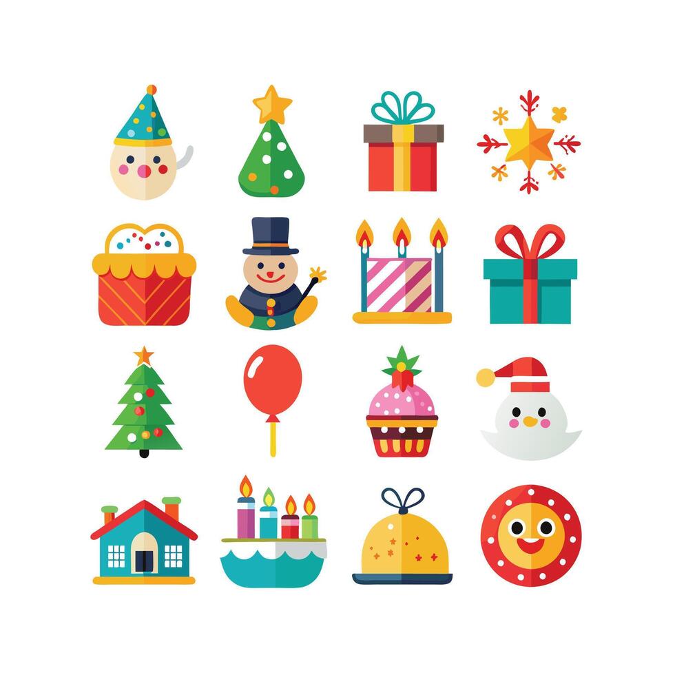 Holiday and Event Icon Set Collection Illustration vector