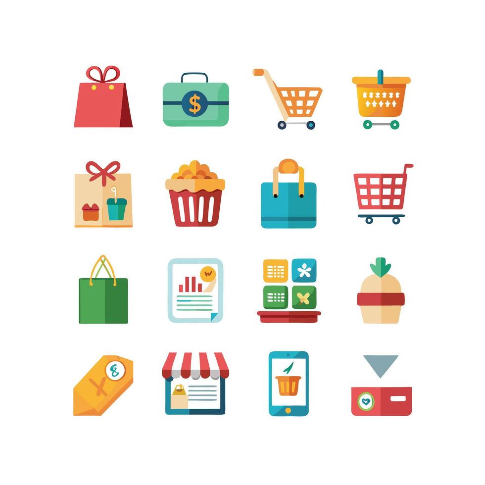 Retail and Shopping Icon Set Collection Illustration vector