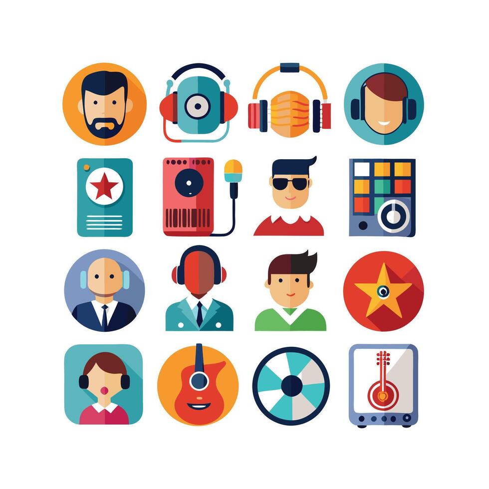 Music and Entertainment Icon Set Collection Illustration vector
