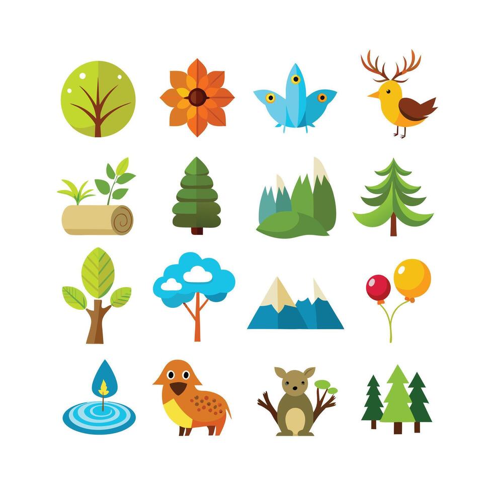 Nature Icon Set Collection Illustration vector
