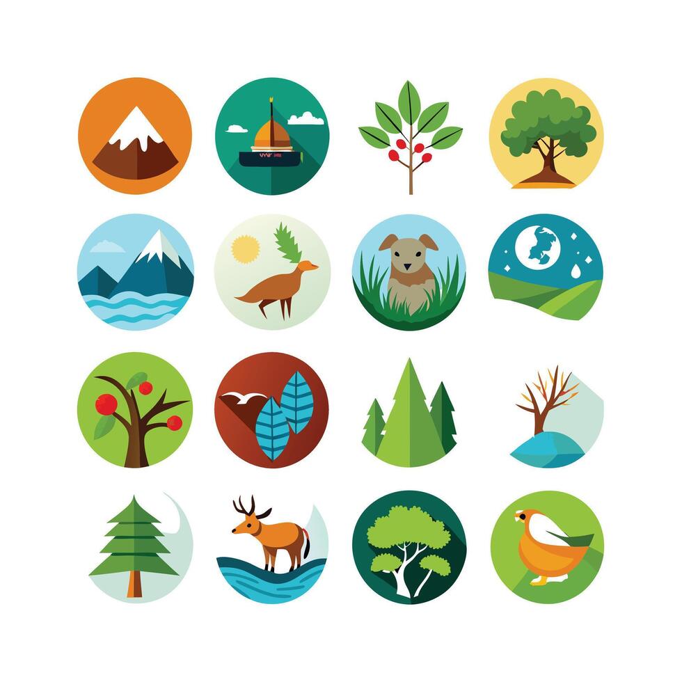 Nature Icon Set Collection Illustration vector