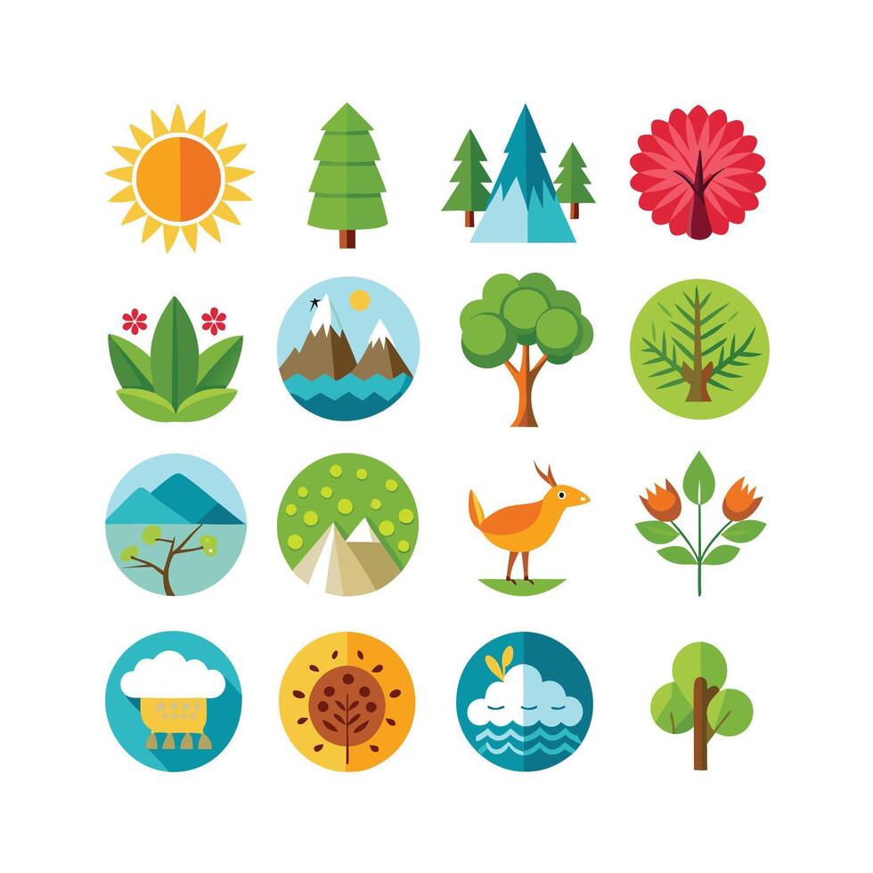 Nature Icon Set Collection Illustration vector