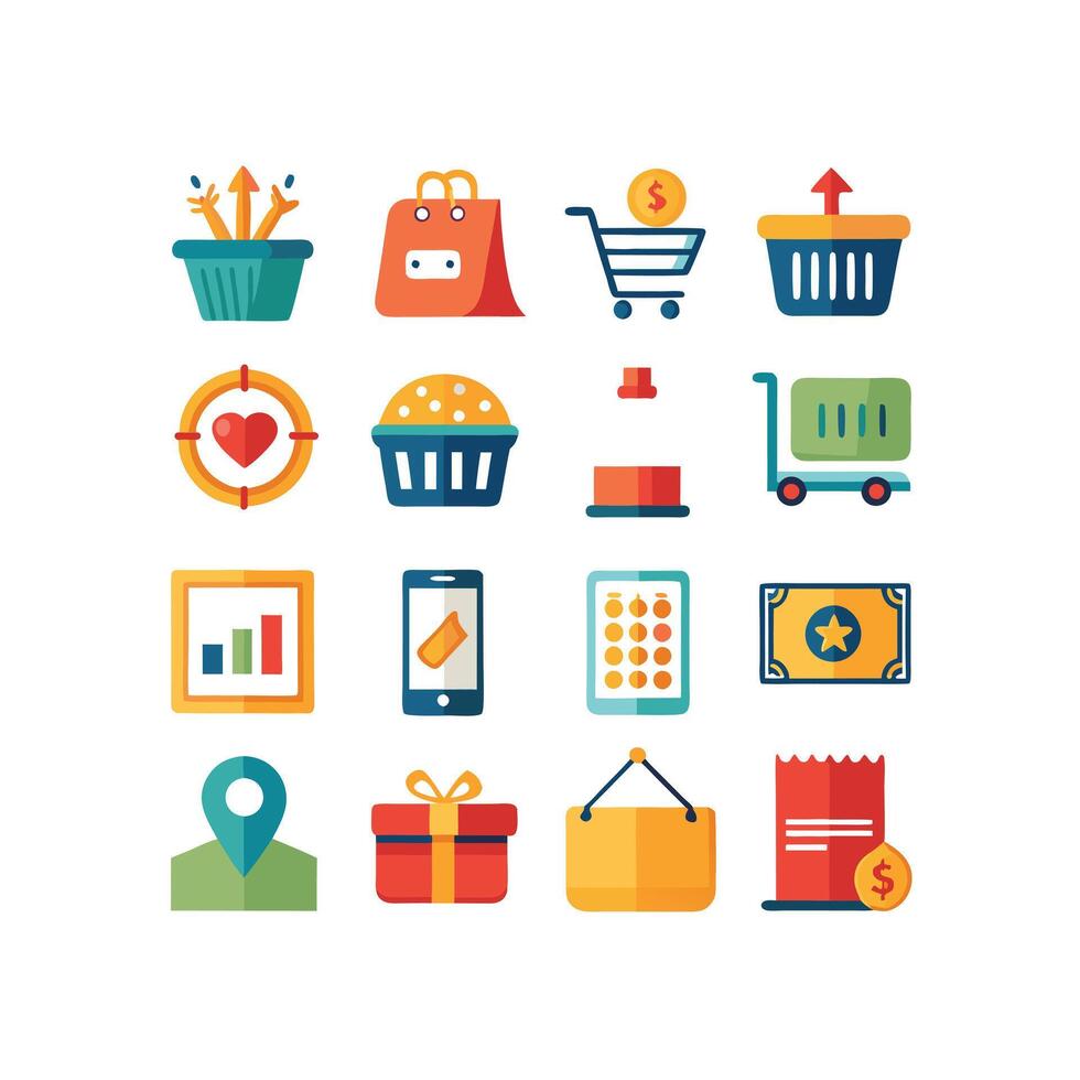 Retail and Shopping Icon Set Collection Illustration vector
