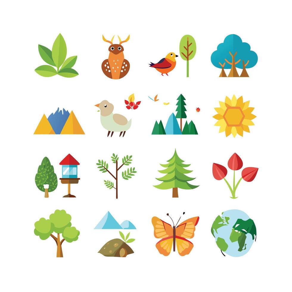 Nature Icon Set Collection Illustration vector