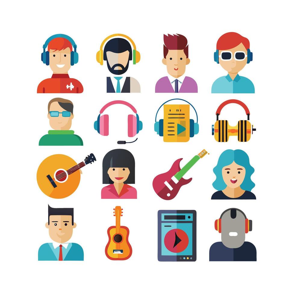 Music and Entertainment Icon Set Collection Illustration vector