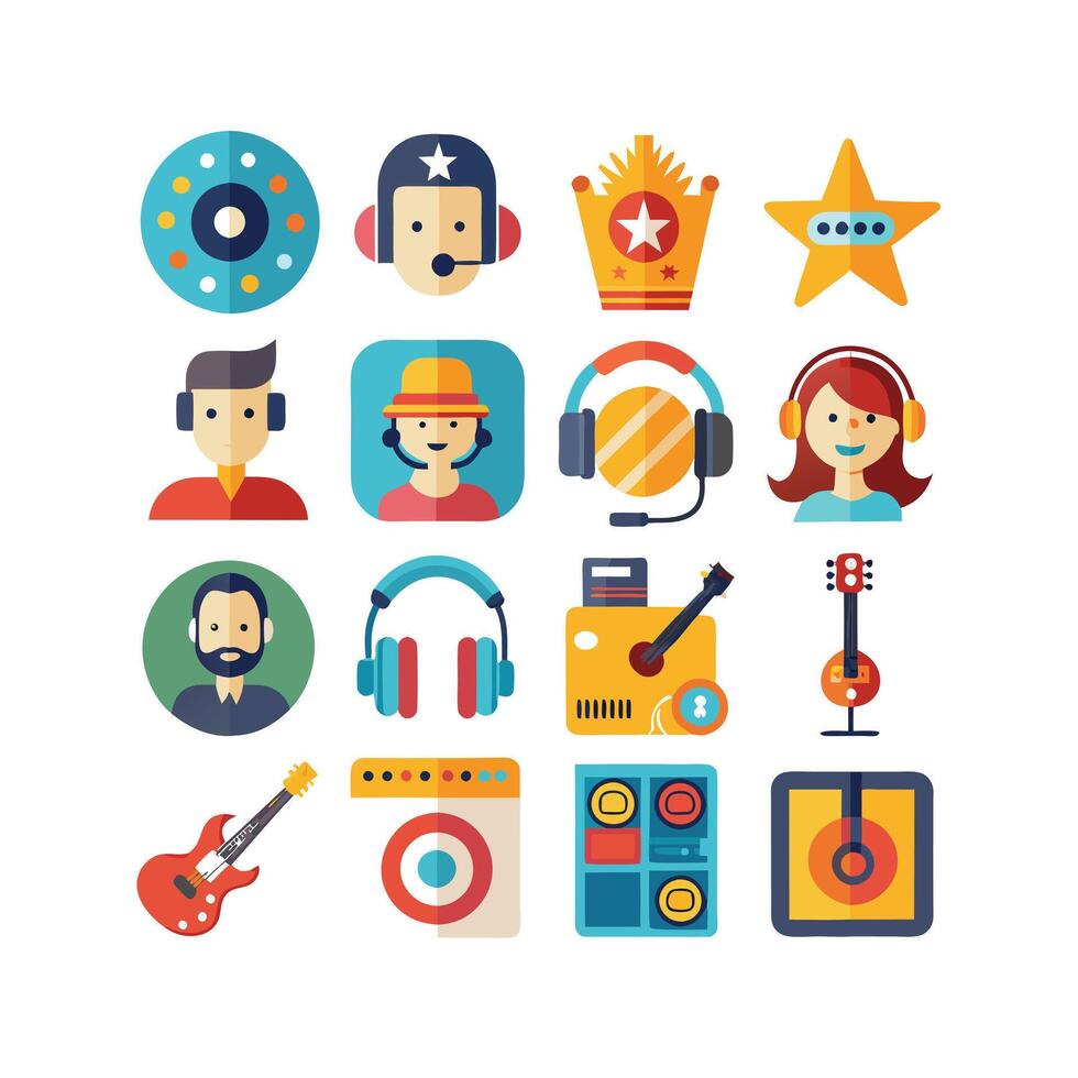 Music and Entertainment Icon Set Collection Illustration vector