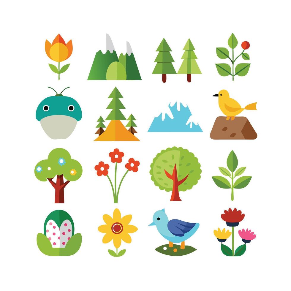 Nature Icon Set Collection Illustration vector