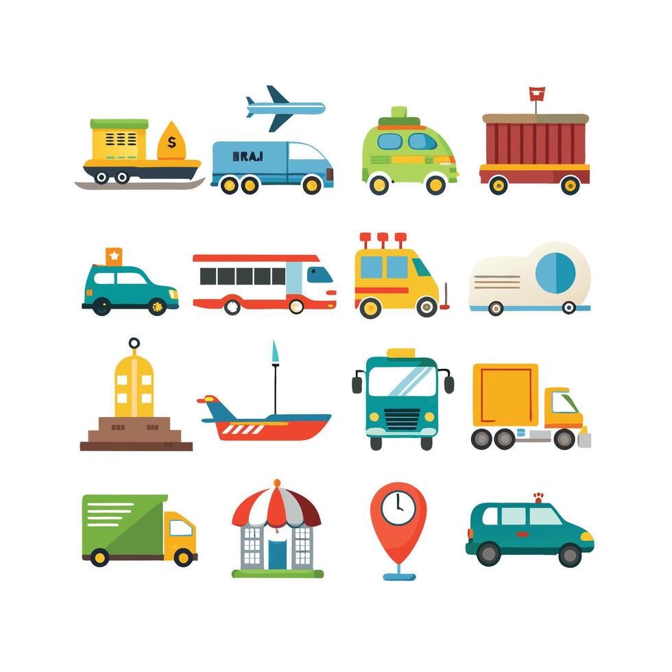 Transportation Icon Set Collection Illustration vector