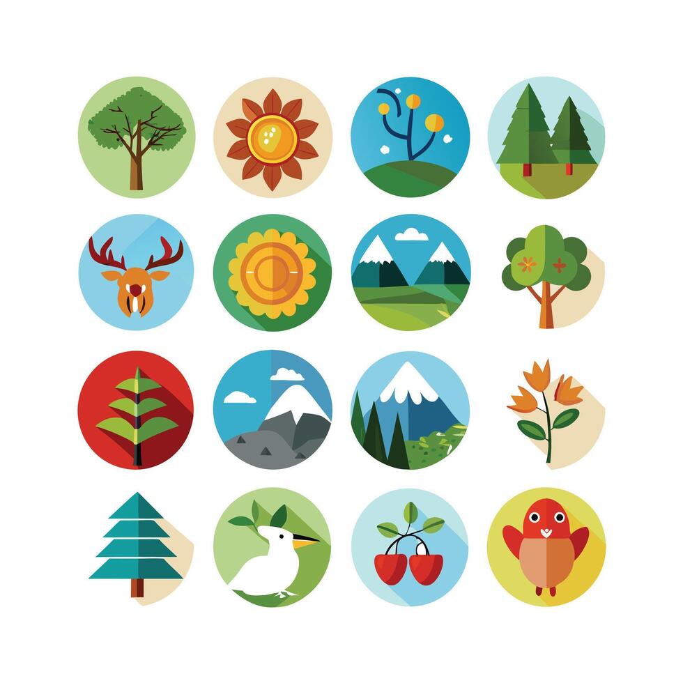 Nature Icon Set Collection Illustration vector
