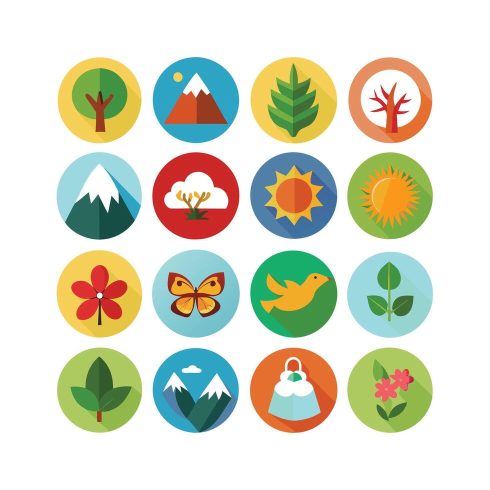 Nature Icon Set Collection Illustration vector